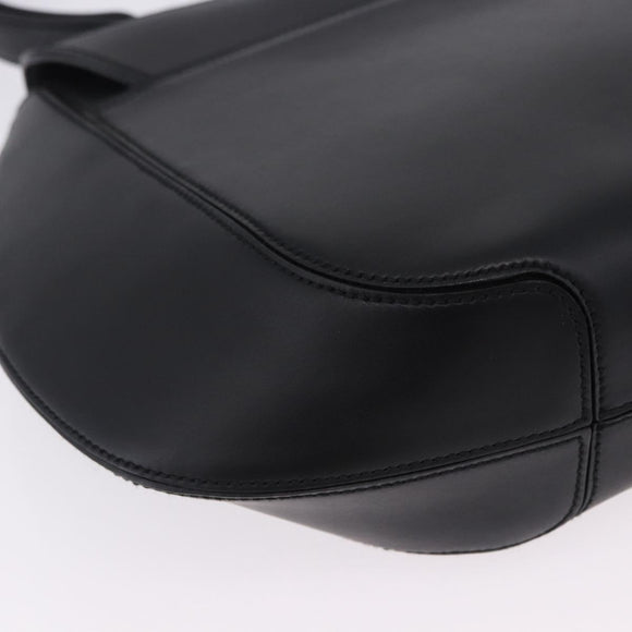 Salvatore Ferragamo Gancini Hand Bag Leather Black Silver Auth BA15316A