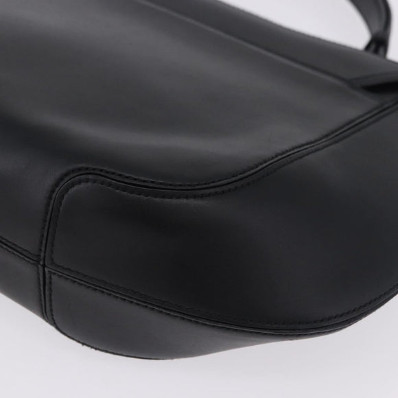 Salvatore Ferragamo Gancini Hand Bag Leather Black Silver Auth BA15316A
