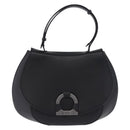 Salvatore Ferragamo Gancini Hand Bag Leather Black Silver Auth BA15316A-2
