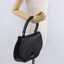 Salvatore Ferragamo Gancini Hand Bag Leather Black Silver Auth BA15316A-22