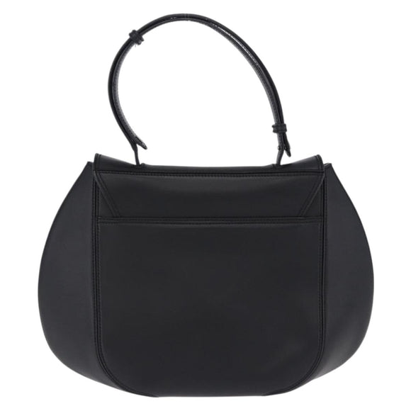 Salvatore Ferragamo Gancini Hand Bag Leather Black Silver Auth BA15316A