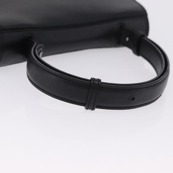 Salvatore Ferragamo Gancini Hand Bag Leather Black Silver Auth BA15316A