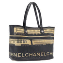 CHANEL Central Station Tote Bag PVC Leather Black Silver CC Auth BA15317-1