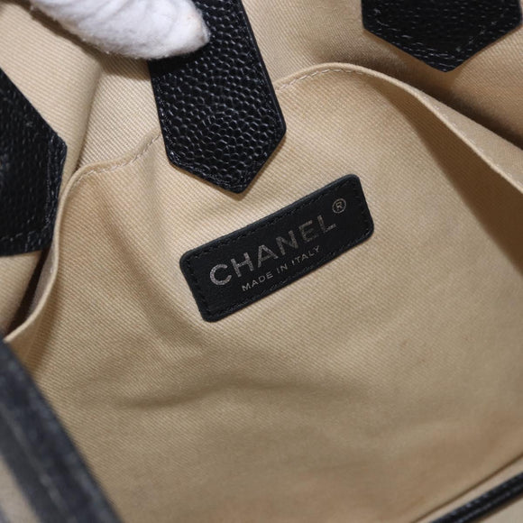 CHANEL Central Station Tote Bag PVC Leather Black Silver CC Auth BA15317