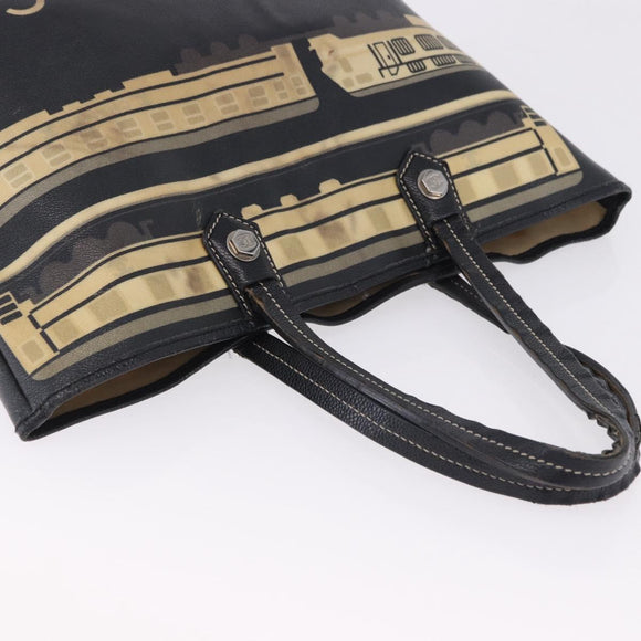 CHANEL Central Station Tote Bag PVC Leather Black Silver CC Auth BA15317