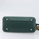 BURBERRY Hand Bag Leather 2way Green Silver Auth BA15318A-11