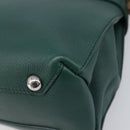 BURBERRY Hand Bag Leather 2way Green Silver Auth BA15318A-12