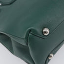 BURBERRY Hand Bag Leather 2way Green Silver Auth BA15318A-13