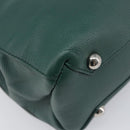 BURBERRY Hand Bag Leather 2way Green Silver Auth BA15318A-15