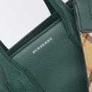 BURBERRY Hand Bag Leather 2way Green Silver Auth BA15318A-16
