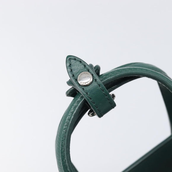 BURBERRY Hand Bag Leather 2way Green Silver Auth BA15318A