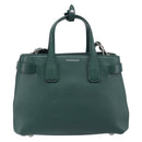 BURBERRY Hand Bag Leather 2way Green Silver Auth BA15318A-2