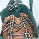 BURBERRY Hand Bag Leather 2way Green Silver Auth BA15318A-21