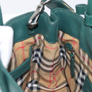 BURBERRY Hand Bag Leather 2way Green Silver Auth BA15318A-22