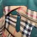BURBERRY Hand Bag Leather 2way Green Silver Auth BA15318A-23