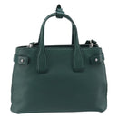 BURBERRY Hand Bag Leather 2way Green Silver Auth BA15318A-3