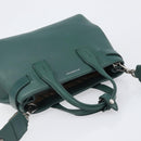 BURBERRY Hand Bag Leather 2way Green Silver Auth BA15318A-6
