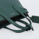 BURBERRY Hand Bag Leather 2way Green Silver Auth BA15318A-7