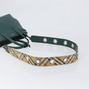 BURBERRY Hand Bag Leather 2way Green Silver Auth BA15318A-9