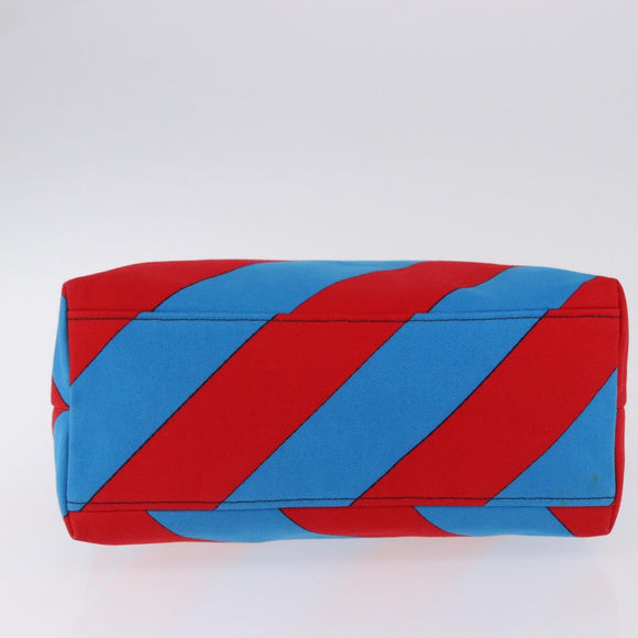 Miu Miu Chain Tote Bag Canvas Red Blue Auth BA15319V