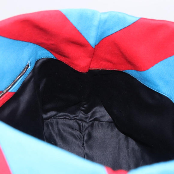 Miu Miu Chain Tote Bag Canvas Red Blue Auth BA15319V