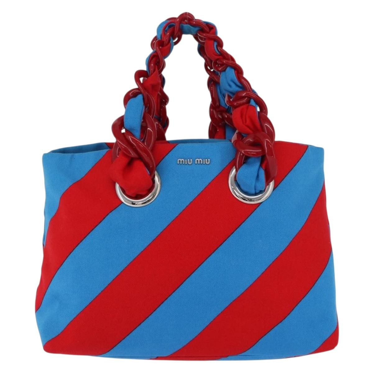 Miu Miu Chain Tote Bag Canvas Red Blue Auth BA15319V | Brand 