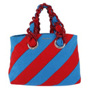 Miu Miu Chain Tote Bag Canvas Red Blue Auth BA15319V-13