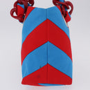 Miu Miu Chain Tote Bag Canvas Red Blue Auth BA15319V-3
