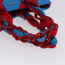 Miu Miu Chain Tote Bag Canvas Red Blue Auth BA15319V-9