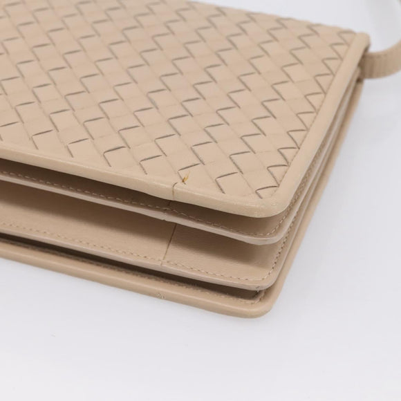 BOTTEGA VENETA INTRECCIATO Shoulder Bag Leather Beige Auth BA15321V