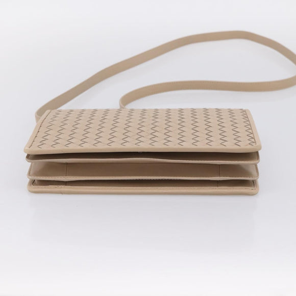 BOTTEGA VENETA INTRECCIATO Shoulder Bag Leather Beige Auth BA15321V