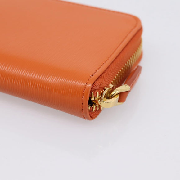 PRADA Coin Purse Saffiano Orange Gold Tone Auth BA15322V