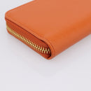 PRADA Coin Purse Saffiano Orange Gold Tone Auth BA15322V-11