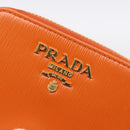 PRADA Coin Purse Saffiano Orange Gold Tone Auth BA15322V-13