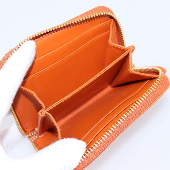 PRADA Coin Purse Saffiano Orange Gold Tone Auth BA15322V