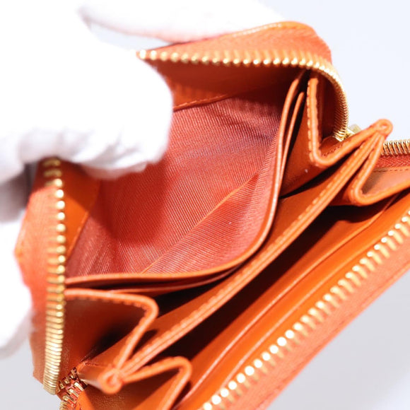 PRADA Coin Purse Saffiano Orange Gold Tone Auth BA15322V