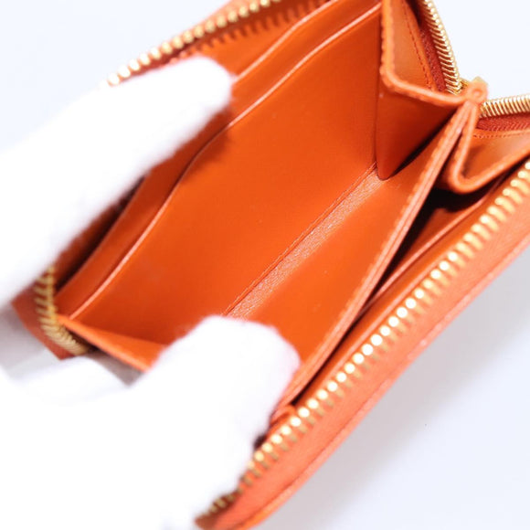 PRADA Coin Purse Saffiano Orange Gold Tone Auth BA15322V