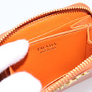 PRADA Coin Purse Saffiano Orange Gold Tone Auth BA15322V-18