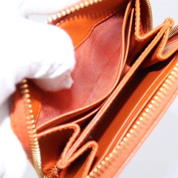 PRADA Coin Purse Saffiano Orange Gold Tone Auth BA15322V