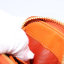 PRADA Coin Purse Saffiano Orange Gold Tone Auth BA15322V-20