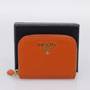PRADA Coin Purse Saffiano Orange Gold Tone Auth BA15322V-21