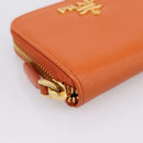 PRADA Coin Purse Saffiano Orange Gold Tone Auth BA15322V-9
