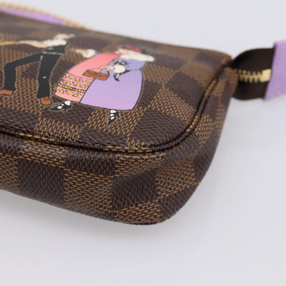 LOUIS VUITTON Damier Ebene Mini Pochette Accessoires Pouch N63003 Auth BA15324M
