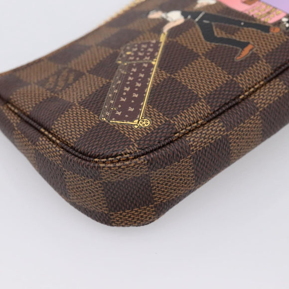 LOUIS VUITTON Damier Ebene Mini Pochette Accessoires Pouch N63003 Auth BA15324M