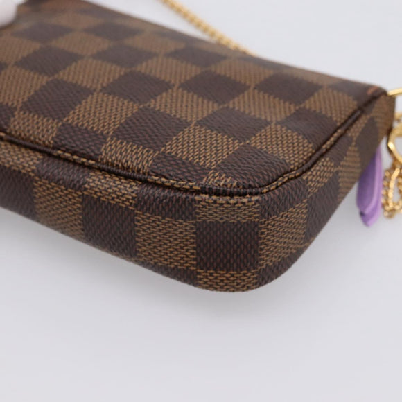 LOUIS VUITTON Damier Ebene Mini Pochette Accessoires Pouch N63003 Auth BA15324M
