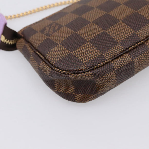 LOUIS VUITTON Damier Ebene Mini Pochette Accessoires Pouch N63003 Auth BA15324M
