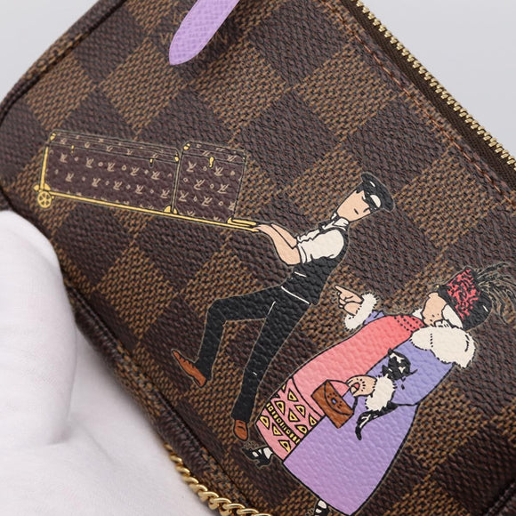 LOUIS VUITTON Damier Ebene Mini Pochette Accessoires Pouch N63003 Auth BA15324M