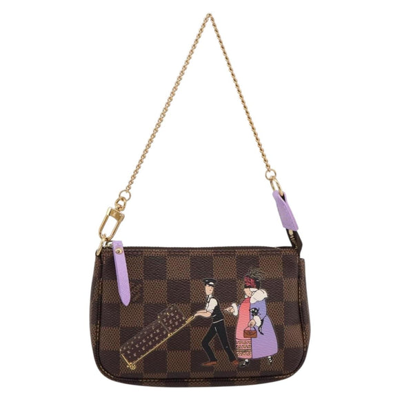 LOUIS VUITTON Damier Ebene Mini Pochette Accessoires Pouch N63003 Auth BA15324M