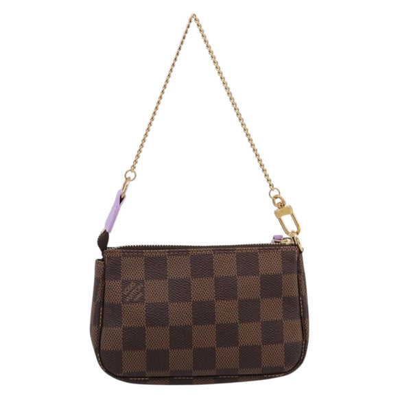 LOUIS VUITTON Damier Ebene Mini Pochette Accessoires Pouch N63003 Auth BA15324M