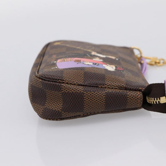 LOUIS VUITTON Damier Ebene Mini Pochette Accessoires Pouch N63003 Auth BA15324M
